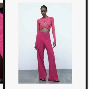 ZARA cut out long sleeve top fuchsia